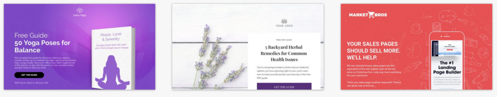 Lead page templates