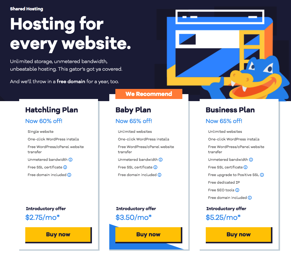 hostgator hosting plans